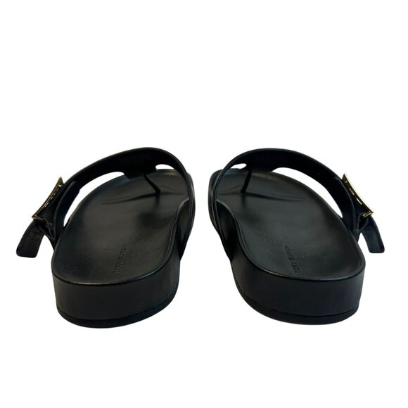 Tory Burch Mellow T-Strap Thong Sandal Size 7.5M Leather Black Slip On Open Toe - Picture 10 of 11